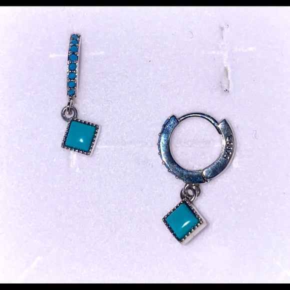Natural turquoise sterling silver earrings brand new in a box
